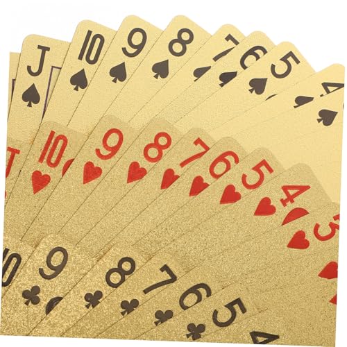 Supvox Vergoldete Pokerkarten Goldfolie Robustes Kunststoff Material Party Spielkarten Glatte Oberfläche Für Freizeit Und Festival Kartenspiel Für Spieler Und Sammler – Bild 8