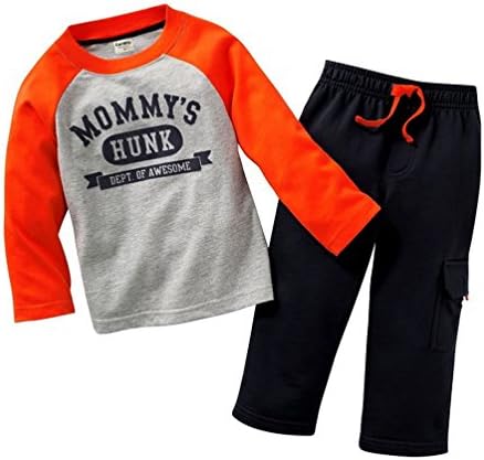 Toddler Boys Girls Unisex Cotton 2-Piece Long-Sleeve Shirts and Pants Playwear Set