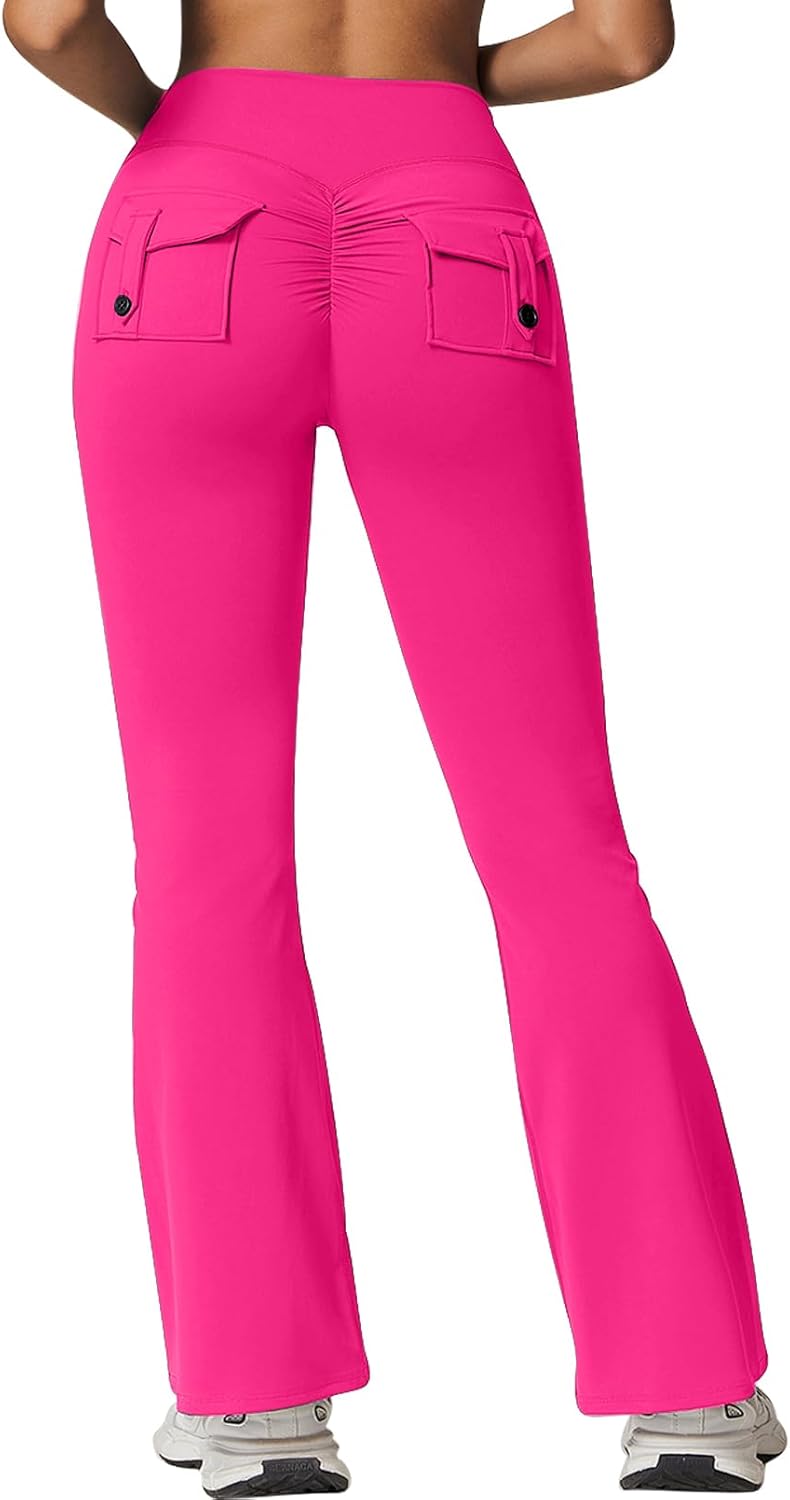 Rugkey Flare Leggings with Pockets for Women Butt Lifting Workout Leggings Gym Bell Bottom High Waisted Yoga Pants - Image 5