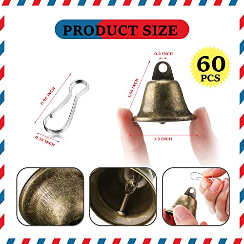 image for Sumind 60 Pieces Craft Bells Bronze Bells for Crafts Hanging Bell with