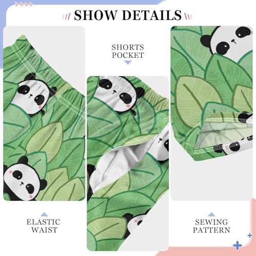 ZZXXB Panda and Leaves Boys Long Pants Soft Trousers Elastic Waist Kids Lounge Bottoms with Pockets S-XL4