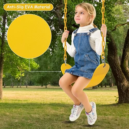 Image of Sunnyglade 2PCS Swings Seats Heavy Duty with 66 inch Chain, Playground Swing Set Accessories Replacement with Snap Hooks, Support 250lb (2, Yellow)
