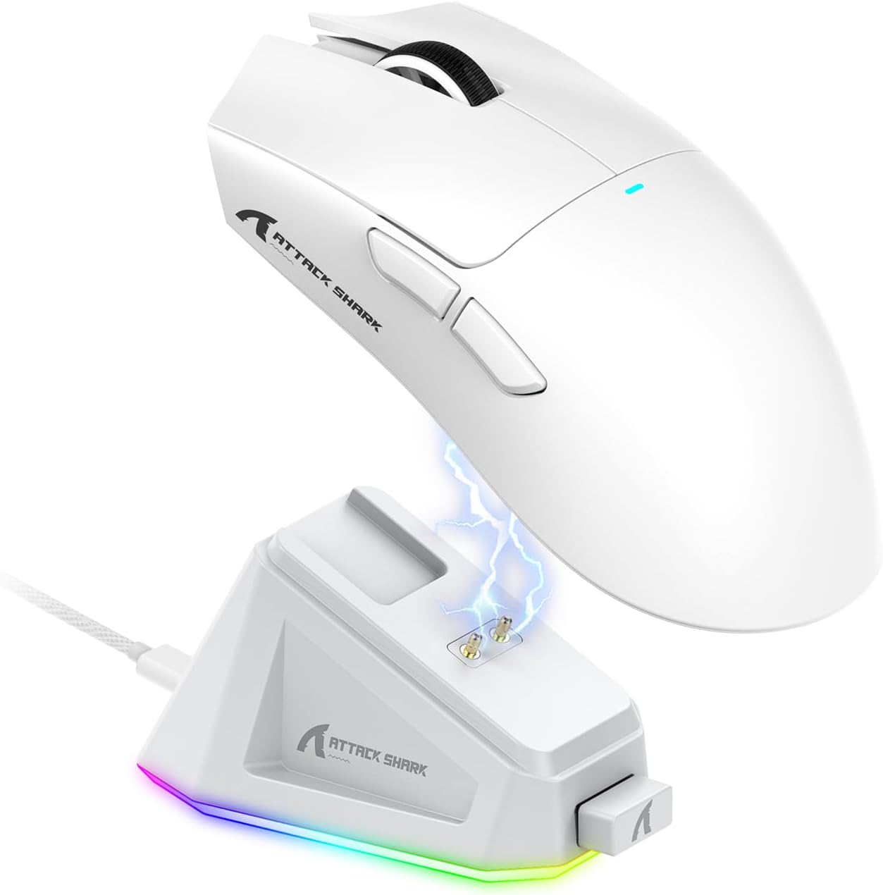 ATTACK SHARK X11 Ultra-Light Triple Mode Gaming Mouse PAW3311 Optical Sensor 22K DPI 5 programmable Buttons with Magnetic Charging Stand for PC/Mac White