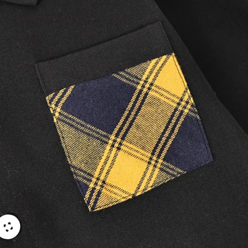 Image of Boy Clothes Fall Winter Outfits Long Sleeve Plaid Patchwork Button Down Shirt + Casual Pocket Sweatpants 5-14 Years