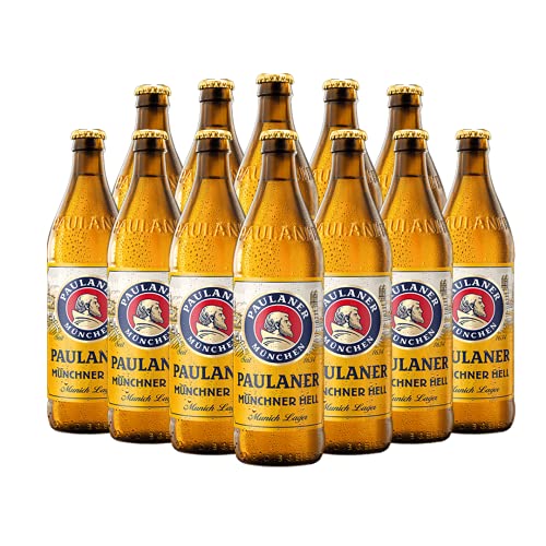 Paulaner Münchner Hell German Lager 12 x 500ml Bottles | 4.9% ABV | Premium Munich Helles Lager | Imported German Beer Case