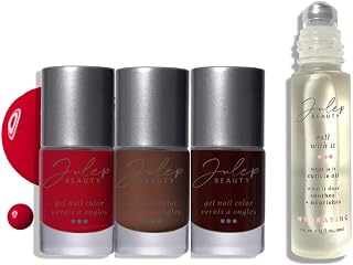 Beauty The Riches Gel Nail Polish + Just Roll With It Cuticle Oil - Nourishing Rich Colored Nail Care Bundle - Chill Out Cherry, Bubbly Berry, & Express Espresso - Clean, Vegan, & Cruelty-Free