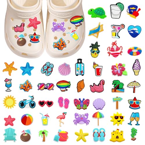 DKDDSSS Pack 50 Adornos para Zapatos, Decoración para zapatos Zuecos, Pins para Croc, Pins Decorativos, Adornos decoraciones para Croc