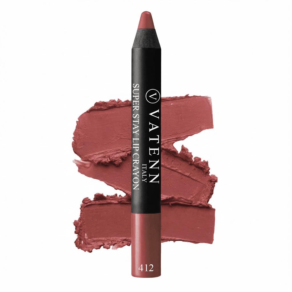 Italy super stay lip crayon | all day wear | non-drying, non-sticky | waterproof, smudge-proof, budge-proof | sharpener tip for fresh precision (412)