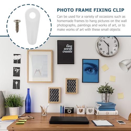 Image of 100pcs Tablet Frame Clip Board Drywall Picture Hook Wall Hangers Without Nails Picture Frame Backing Board Hardware Plastic Hangers Glass Suite to Rotate White