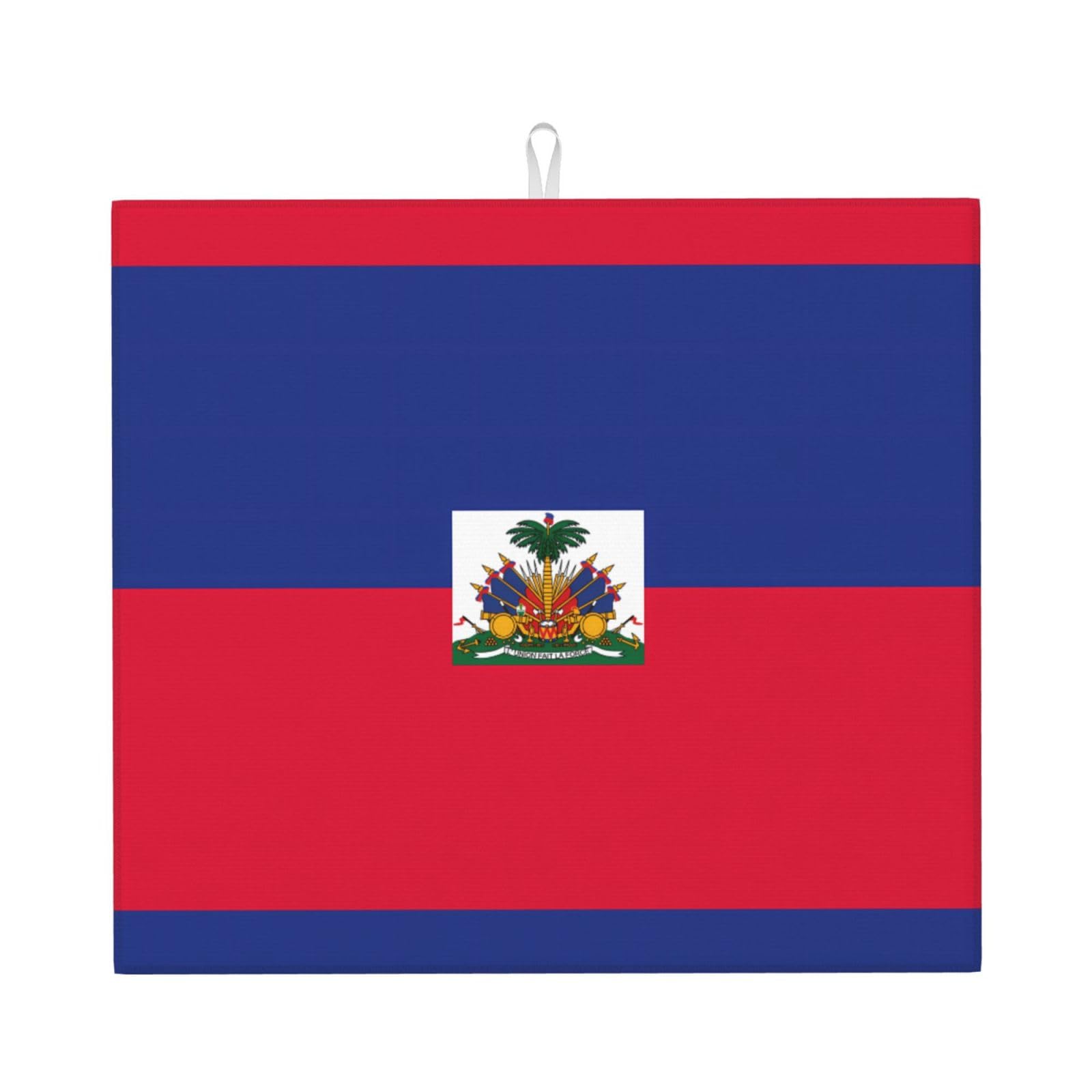YYHHAOFA Haitian flag Prints Kitchen Drying Mat – Absorbent Dish Throw for Countertops, Quick-Dry Non-Slip Layer with Stylish Prints, for New Homes