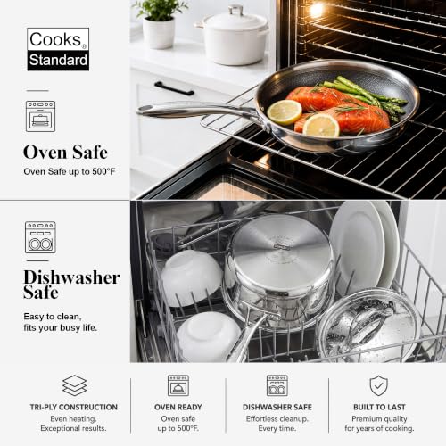 Image of Cooks Standard 12-Piece Multi-Ply Clad Stainless Steel Pots and Pans Set