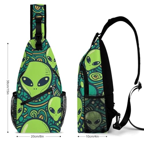 Sling Shoulder Backpack for Women Men Anti-Theft Multipurpose Satchel Bookbags Travel Rucksack Daypack Camera Case, Aliens Faces Alien 90S Style Art Crossbody Daypacks2