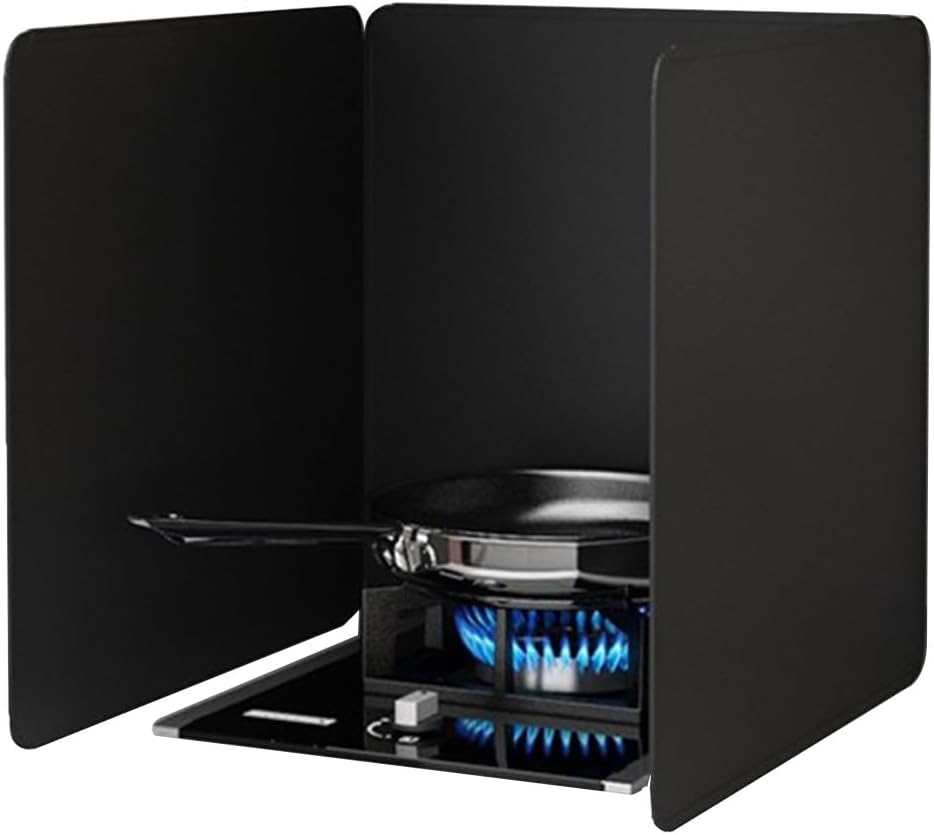 Grease Splatter Guard, Oil Splash Guard, Splatter Shield Guard, Foldable Stove Splatter Guard, Insulation Board Foldable Anti Splatter Guard, For Frying/Cooking/Stove Top,Black-45x45x45cm