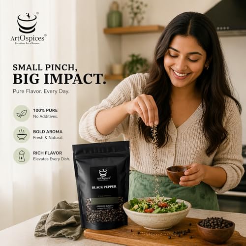Image of ArtOspices Bold Black Pepper 500g | Export Quality Whole Kali Mirch | High Density Peppercorns | Rich Aroma & Natural Oil | Premium Idukki Spice for Cooking & Seasoning