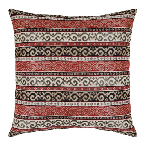pillowerus Tapestry Stylish Red-Black 18"x18" Pillow Cover Sham Ethnic Kilim Geometric Southwestern Pattern Throw Decorative for Home Decor, Sofa, Couch, Porch, Patio, Chair