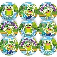 144 Hoppy Frogs Praise Words 30 mm Reward Stickers for Schools, Teachers and Parents