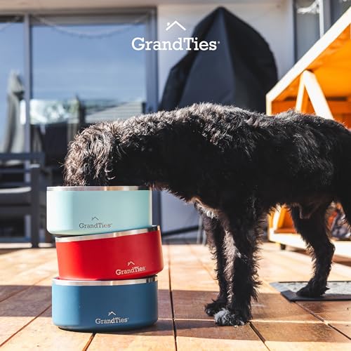 GrandTies Hundenapf aus Edelstahl, graviert, wiederverwendbar, BPA-frei, isoliert, für Katzen und Hunde, groß, robust, rutschfest, auslaufsicher, Wassernapf für den Außenbereich (1890mL, Kobaltblau)