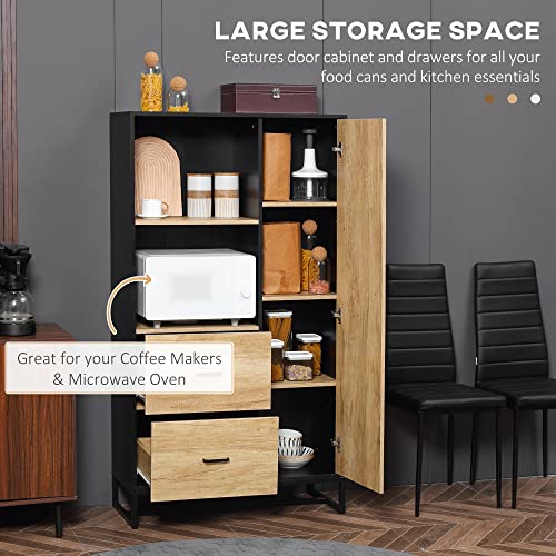image for HOMCOM Kitchen Cupboard, Freestanding Storage Cabinet with Soft Close 