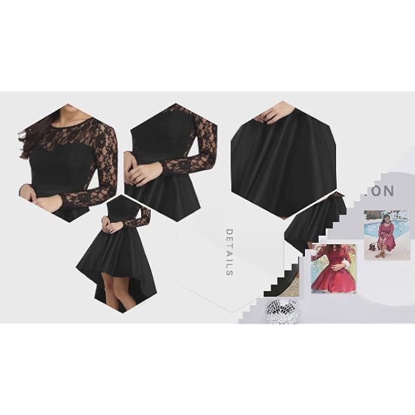 Bdcoco-Womens-Floral-Lace-Hi-Low-Cocktail-Party-Dress-Swing-Prom-Evening-Gowns Bdcoco Women's Floral Lace Hi Low Cocktail Party Dress Swing Prom Evening Gowns Black