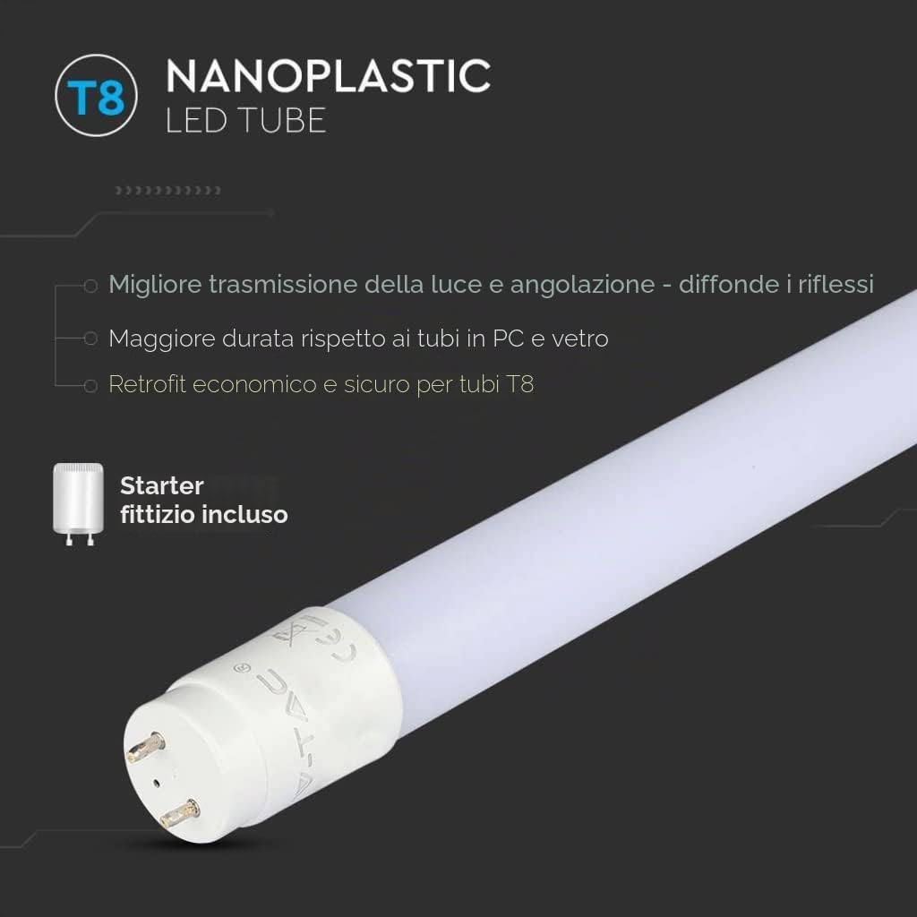 V-TAC 25 Tubi LED 120 CM con attacco G13-18W - 1850 Lumen - [ 25 PEZZI ] - Chip Samsung - Tubi LED per Soffitto, Parete, Garage, Negozio - Tubo forma T8 - Sostituzione Neon - Luce Fredda 6500K