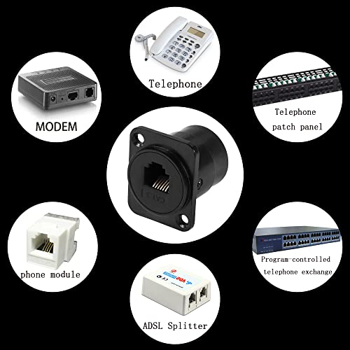 Conector hembra de montaje en panel RJ11/RJ12 6P6C miniatura 4