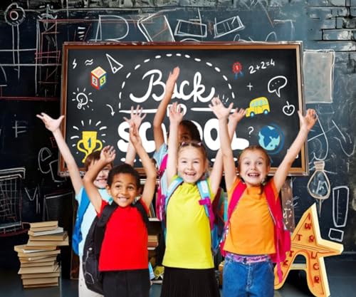 Back to School Backdrop 10x8ft Classroom Chalkboard Bookshelf Photography Background for Classroom Decorations Online Teaching Teachers Students Photoshoot Background by Lexfvpoo - Used condition - Image 5