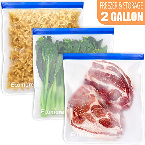 Reusable 2 Gallon Freezer Bags - 3 PCS 2 Gallon Ziplock Food Storage