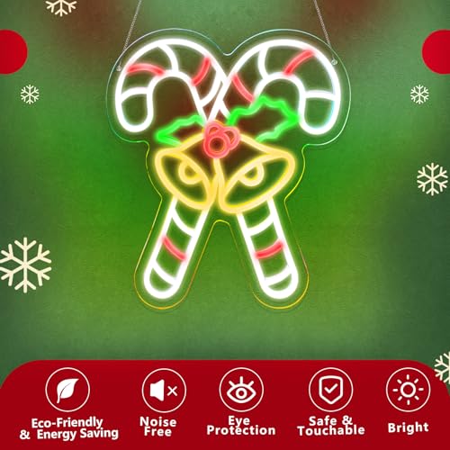Image of KHK Christmas Stick Neon Signs for Wall Decor Xmas LED Christmas Hat LED Sign, USB Powered Dimmable Switch for Indoor Party Kids Bedroom Wedding Bar Pub Club Birthday Party Gift(15 * 13in)