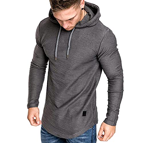 Lizhigu Men's Fashion Hoodies & Sweatshirts - Mens Sweatshirt Men's Athletic Hoodies Mens Hoodie Sport Sweatshirt Solid Color Fleece Pullover Grey1 M #TOP27