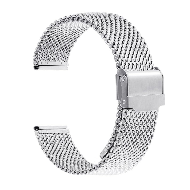 Bracelet de montre milanais épais en acier inoxydable argenté de 18mm à 24mm