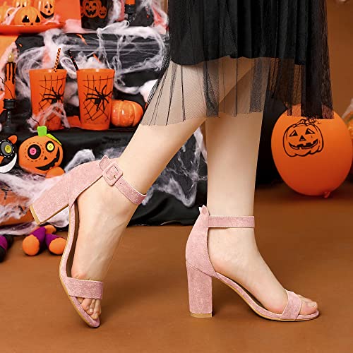 Image of Allegra K Women's Open Toe Chunky High Heel Buckle Ankle Strap Sandals