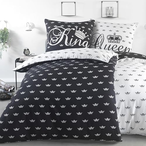 BaSaTex Microfaser Partner Bettwäsche mit Wendemotiv | 2X 135x200...