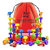 Stacking Peg Board Set Toy | 30 Pegs & Board + Free Storage Bag | STEM Color Learning Sorting Matching Game Montessori Occupational Therapy Fine Motor Skills Toddlers Preschool Boys Girls