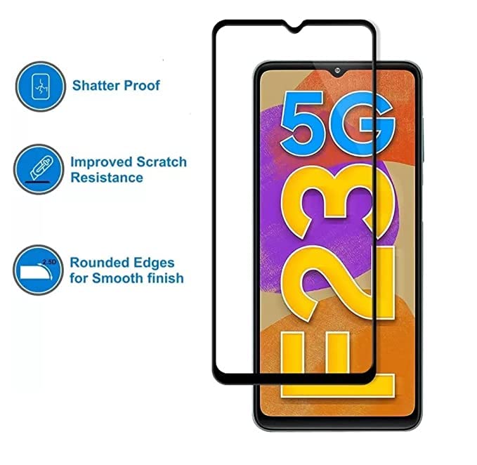 Image of Screen Protector for Samsung Galaxy F23 5G (Black) Tempered Glass Edge-to-Edge 6D Screen Guard With Installation Kit