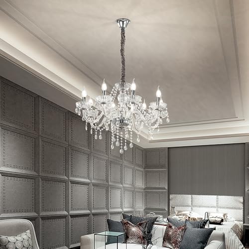Lustre 8 lumières gris velours Perenz pour sublimer le salon ou la salle à manger