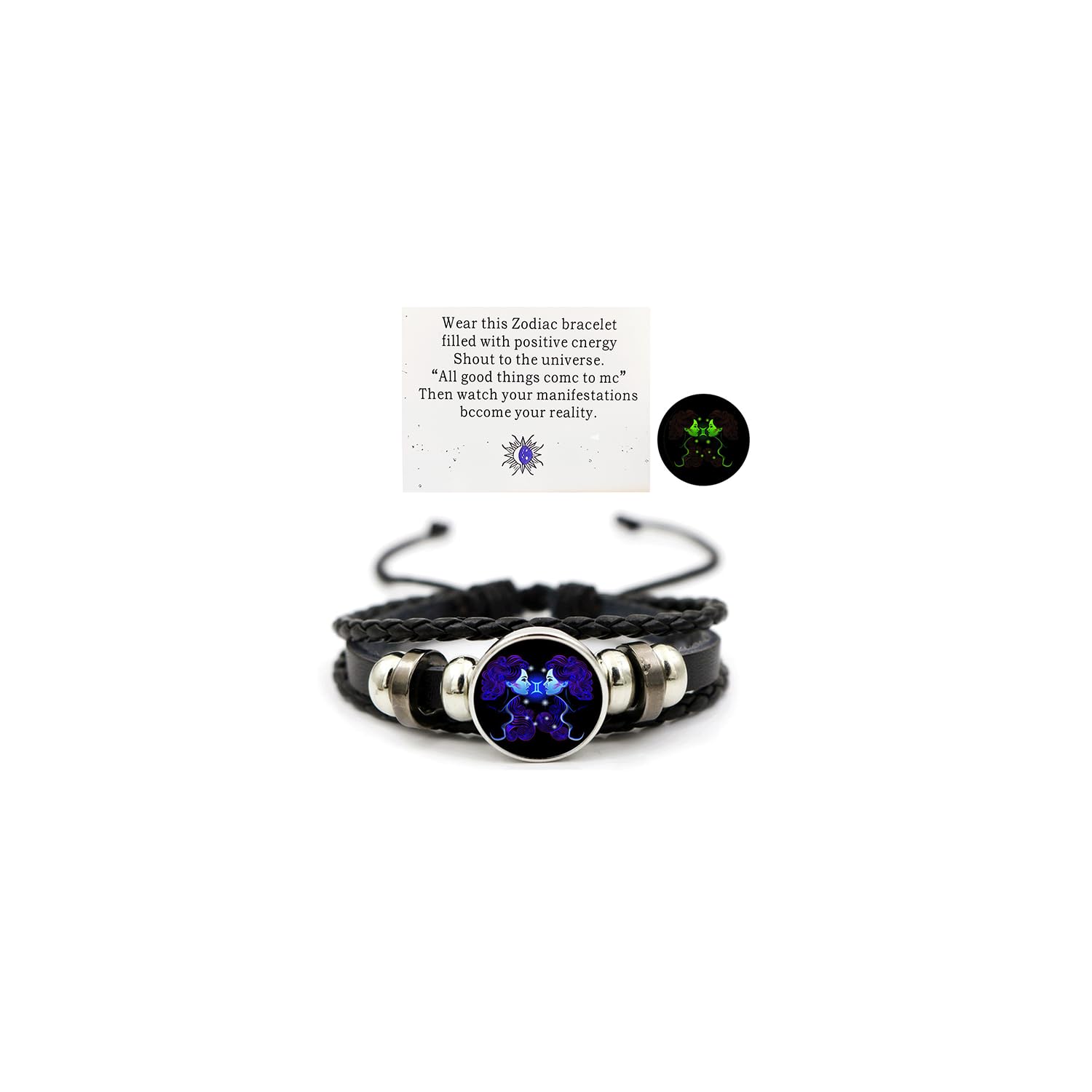 Zodiac Signs Spirit Bracelet Zodiac Bracelet for Women Men Adjustable 12 Constellation Bracelet Multilayer Zodiac Black Leather Bracelets Zodiac Sign