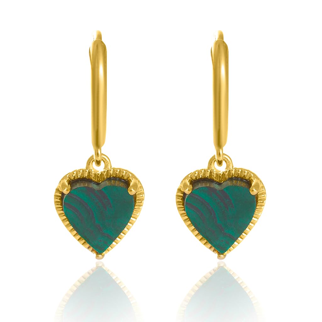 CHIVRI 92.5 Sterling Silver Verdant Malachite Heart Hoop Earrings | Gifts for Women and Girls | With Certificate of Authenticity & 925 Stamp (B0D72WH975) Amazon Price History, Amazon Price Tracker