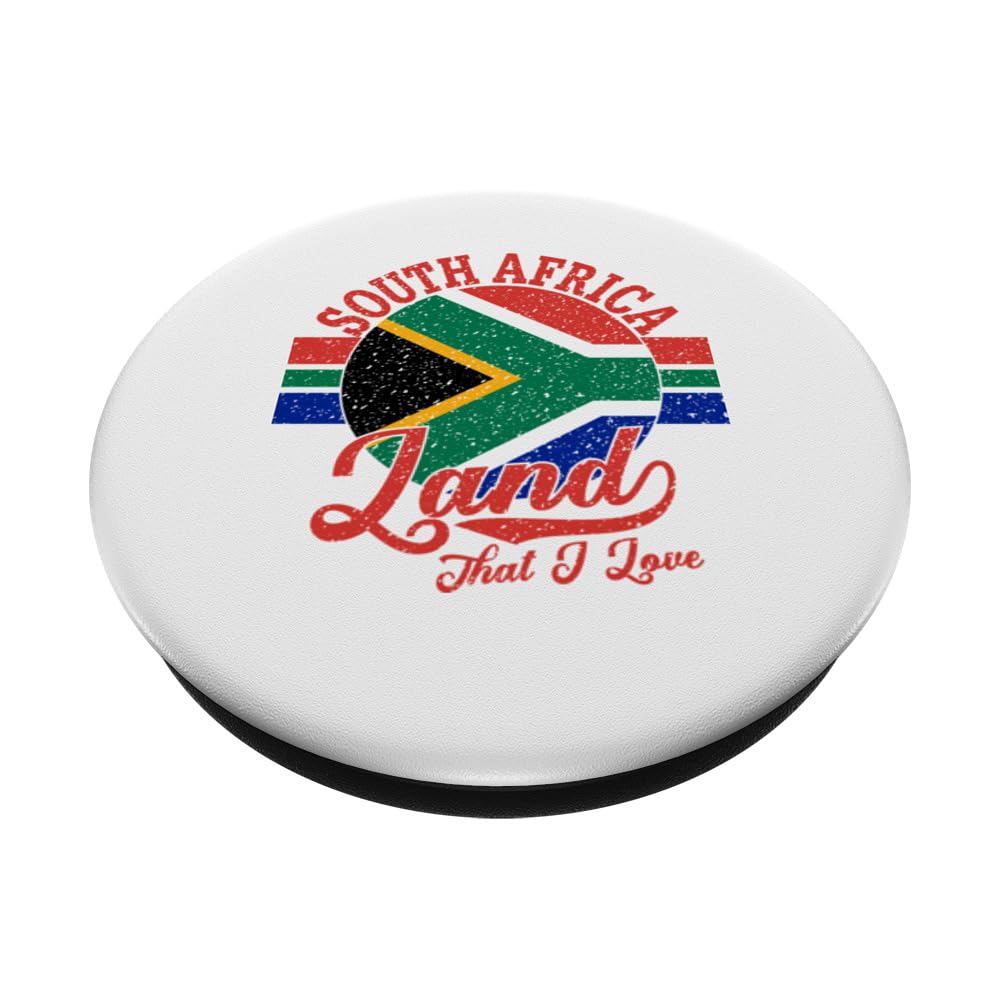 South Africa Land That I Love With South African Flag Pride PopSockets Swappable PopGrip, Black - Image 2