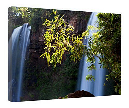 Impression sur toile d'art avec cadre en bois cascade de prestige