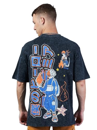 Image of Bewakoof Anime Men's Cotton Printed Oversized Fit Half Sleeve T-Shirt | Casual Wear | Street Wear | Oversized t Shirt for Men Cotton | Baggy