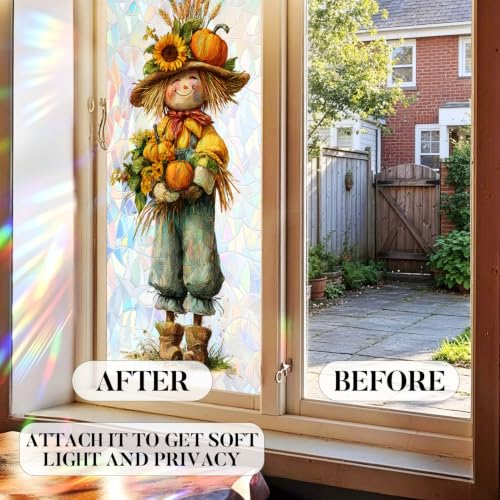 Image of Scarecrow Sunflower Holographic Window Film 17.32x39.37in Cling
