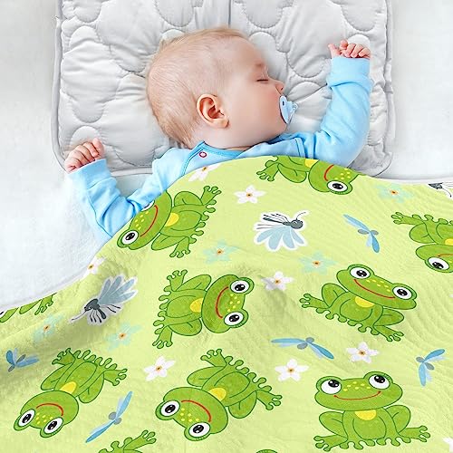 Image of Swaddle Blanket for Frogs and Dragonfly Baby Receiving Blanket Muslin Baby Swaddles Soft Cotton Breathable Nursery Blankets for Unisex Boys and Girls 30x40 Inch