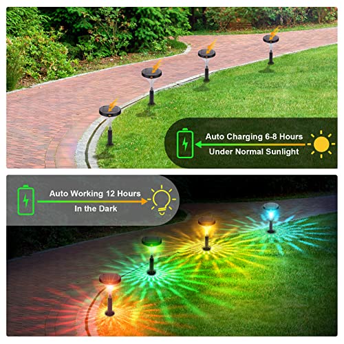 Solebell Solar Outdoor Waterproof Light, Multicolored 10 Modes Rgb Color Changing, Ip65 Waterproof Solar Powered Lights, Solar Powered Landscape Path Lights For Garden, Lawn, Yard, Patio Etc, 8 Pack #TOP2