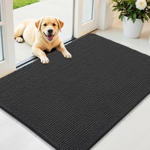 Image of OLANLY Dog Door Mat for Muddy Paws 44x32, Absorbent Chenille Mud Doormat