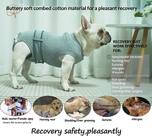 Image of Dog Recovery Suit,Combed Cotton Male Neutering Female Spay Surgery Recovery XXX-Large Abdominal Wounds Suit,Full-Body Protection Surgical Large Shirt,Grey XXXL