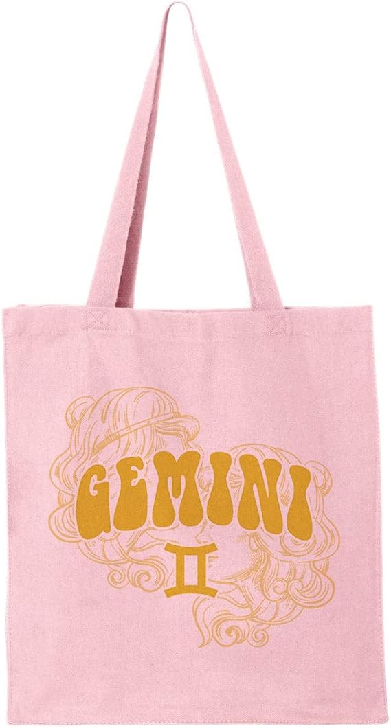 TeesAndTankYou Zodiac Sign Gemini Canvas Tote Bag Reusable Grocery Bag for Shopping and Travel