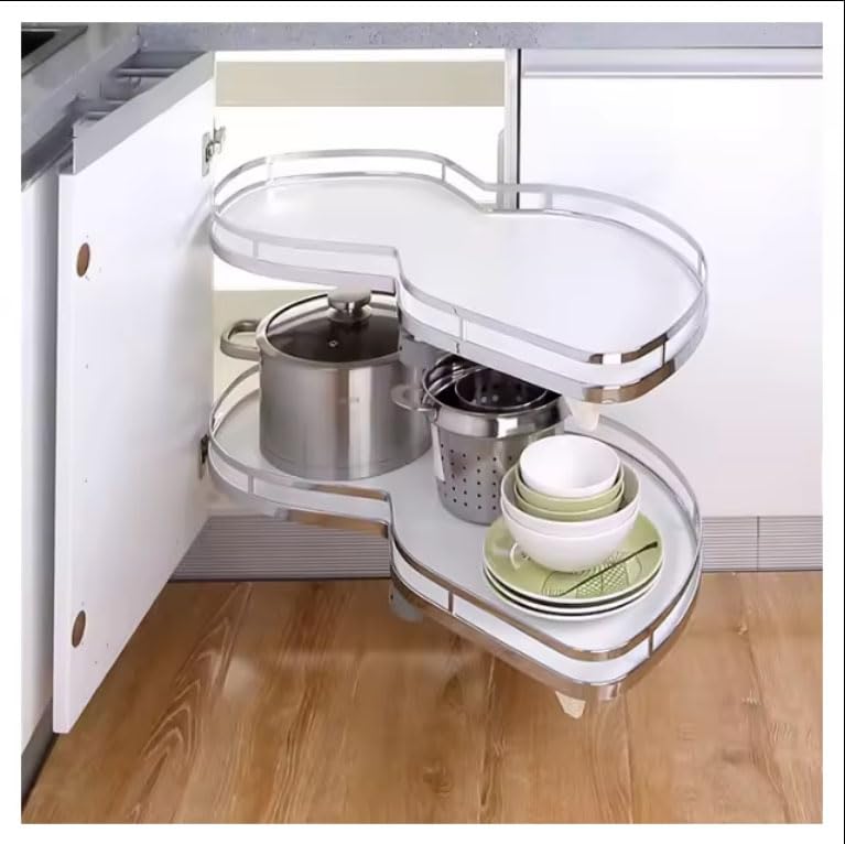 Genérico Organizador de Cocina esquinero con estantes extraíbles y Altura Ajustable para especieros. Bandejas giratorias para fácil Acceso. Apertura a Izquierda y Derecha para Mayor comodid