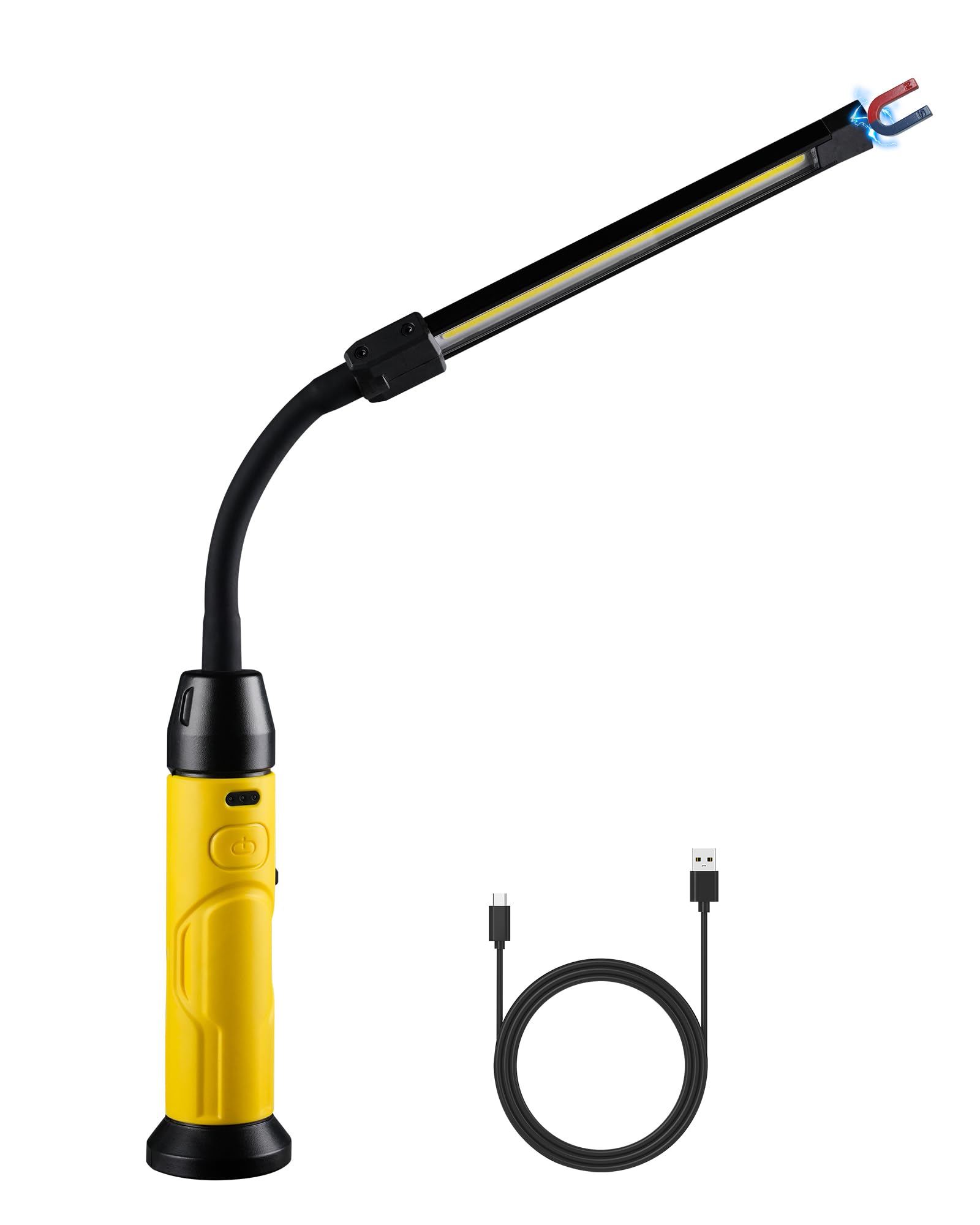 Lampe de Travail LED Rechargeable, 1000 Lumens 2 Modes Baladeuse LED Lampe Atelier avec Bases Magnétiques, 360° Flexible Lampe de Poche pour Garage, Camping, d'urgence, etc