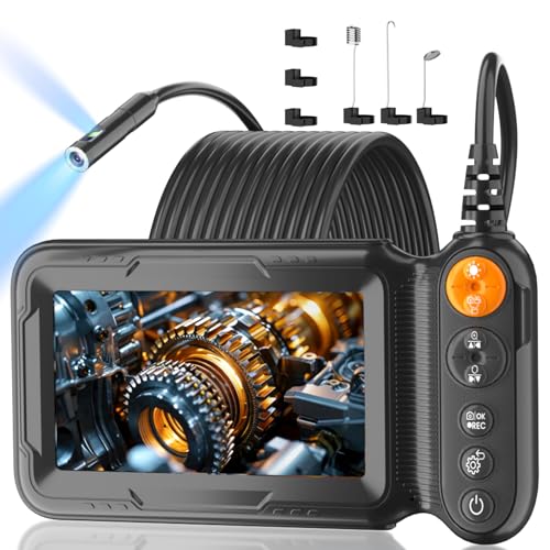 Cámara endoscópica HD 1920P con pantalla IPS 5", lente dual y luz