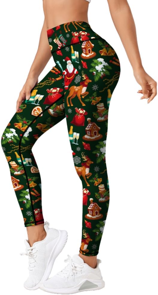 Women's High Waist Quick Dry Running Tights Printed Training Compression Workout Pants